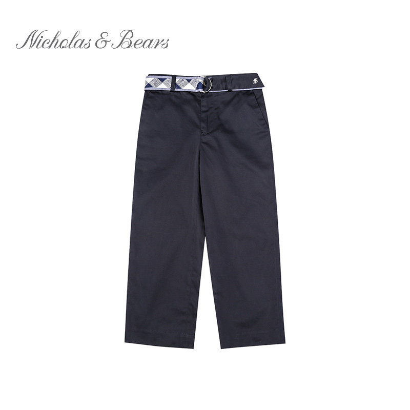 力高芘熊中大男童23春装薄款休闲长裤儿童白色裤子童装男宝宝裤装