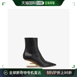 女士 香港直邮潮奢 芬迪 First黑色皮革中跟靴 Fendi 8T8456NA7