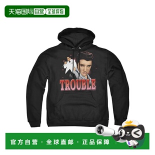 自营 gildan猫王普雷斯利麻烦成人套头连帽衫 - 黑色 美国奥莱直