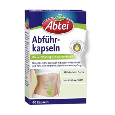 欧洲直邮Abtei蓖麻油胶囊40粒缓解便秘促进排便清肠效期27年1月