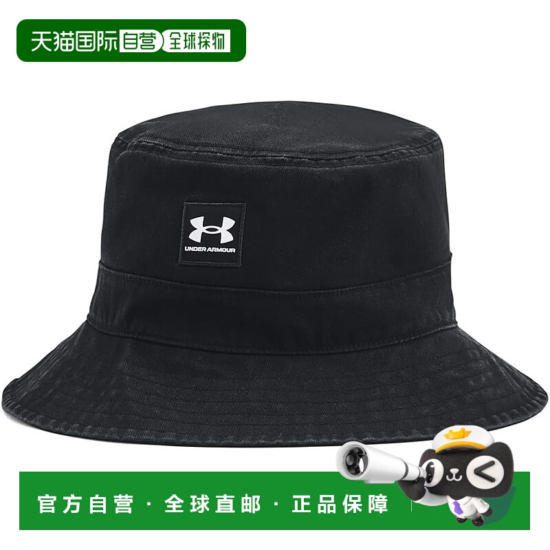 【日本直邮】安德玛  Headwear UA 品牌训练渔夫帽 男款 黑色/白