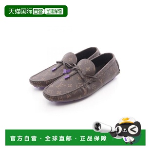 日本直邮中古LV路易威登男A级95新loafers乐福鞋帆布鞋棕色