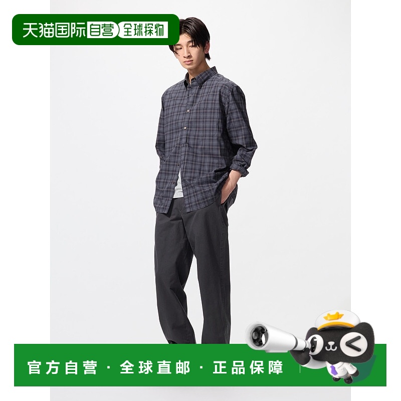 日潮跑腿UNIQLO优衣库 直筒斜纹棉布裤 08 DARK GRAY 男女兼用 70