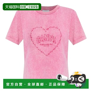 甘尼 GANNI 女士 粉色棉质T恤 1h可退 T4319短袖 香港直邮潮奢