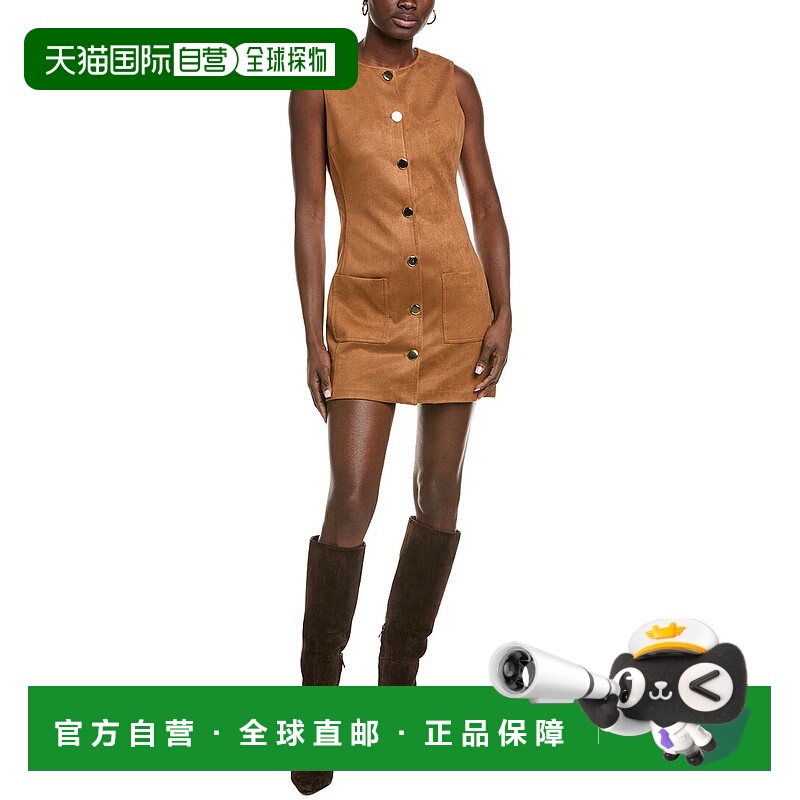 自营Endless Rose Round Neck Buttoned Mini Dress - brown 美国
