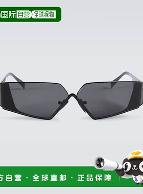 1h可退 香港直邮潮奢 Prada 普拉达 男士 矩形太阳眼镜 black黑色