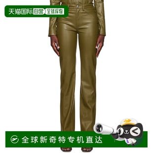 Chisel 香港直郵Staud 綠色 合成皮革長褲 女士 2596254高腰