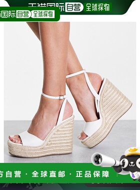 1h可退 香港直邮潮奢 ASOS 女士 Tasha 设计麻底坡跟鞋(白色)