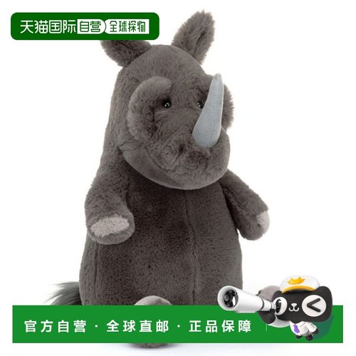 欧洲直邮Jellycat Roderick深灰色聚酯纤维犀牛玩偶