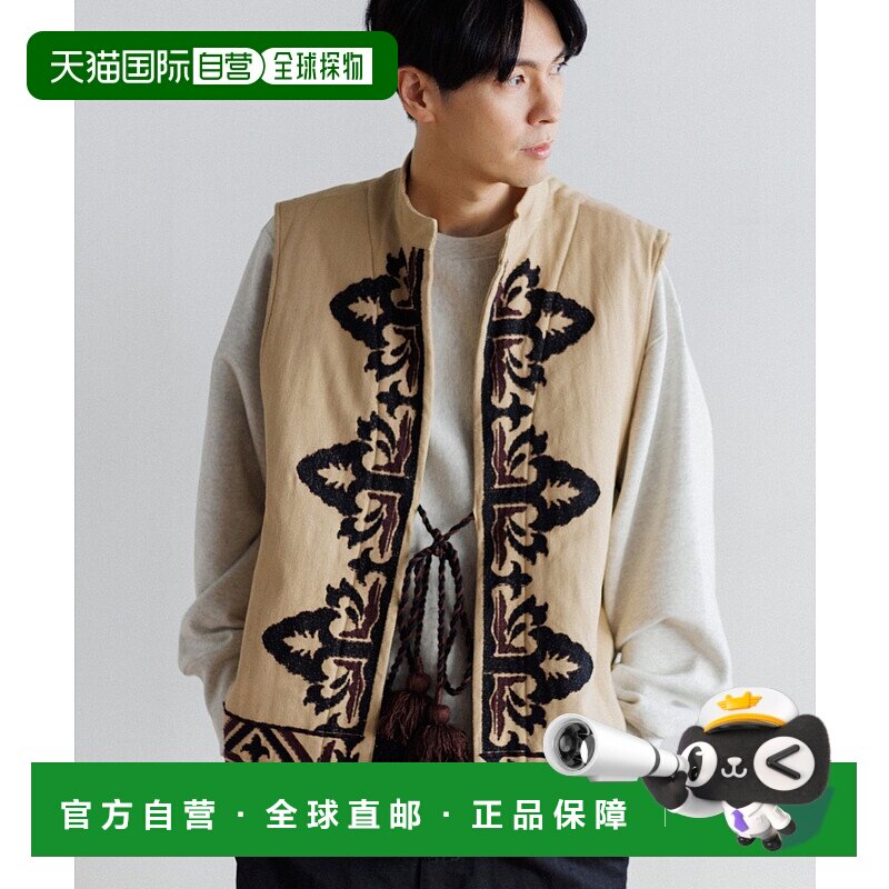 1h可退 日本直邮LEIN 男女同款 几何图案刺绣马甲 印度手工艺风 A