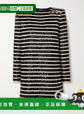 香港直邮Balmain 巴尔曼 女士 长袖连衣裙 DF1R9181XJ31修身亮片