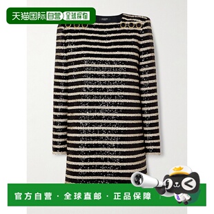 香港直邮Balmain 巴尔曼 女士 长袖连衣裙 DF1R9181XJ31修身亮片