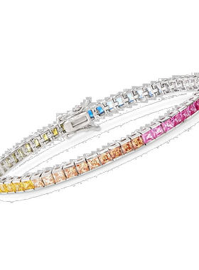 自营 Ross-Simons Princess-Cut Rainbow Simulated Sapphire Ten