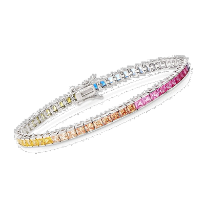 自营 Ross-Simons Princess-Cut Rainbow Simulated Sapphire Ten