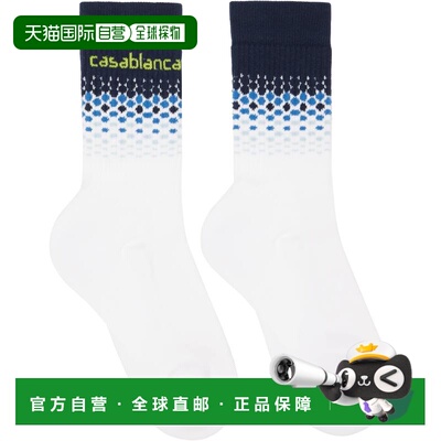 香港直邮Casablanca 男士 白色 & 蓝色 Halftone Gradient 中筒袜