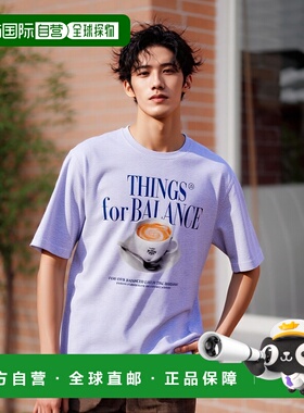 韩国直邮AECA WHITE 男士T恤AWCMSSBBTTSSO007A2BD MORNING CAFE