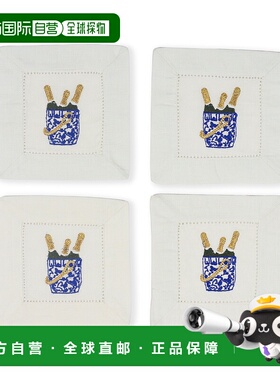 自营 tiramisu泡泡宝刺绣鸡尾酒餐巾纸-蓝色/金色 美国奥莱直发