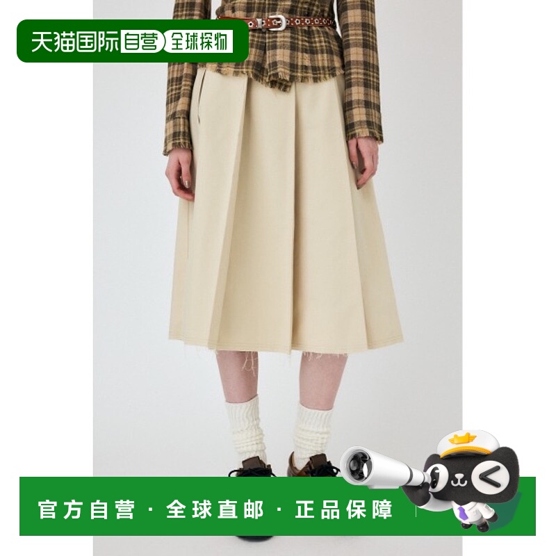 1h可退 日本直邮MOUSSY 女士经典中长款褶皱裙 010HAS311561a字裙