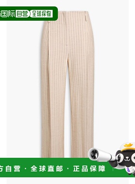 1小时内可退 香港直邮Sandro 女士 细条纹绉纱直筒裤 SFPPA01383