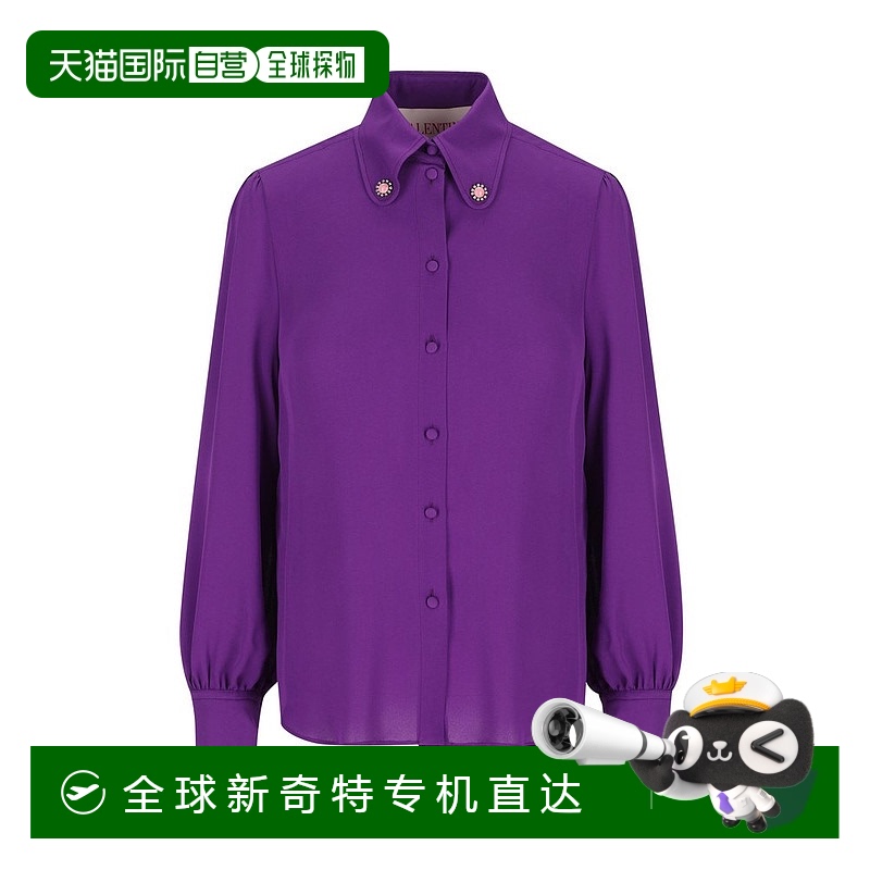 香港直邮Valentino 华伦天奴 女士 纽扣长袖衬衫 6B3AB7A51MH真丝