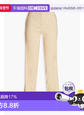 1h可退 香港直邮Maje 女士 人字纹亚麻混纺直筒裤 MFPPA00533BEIG