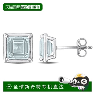 Mimi 925 方形耳釘 克拉 TGW 自營(yíng) 海藍(lán)寶石包邊式 純銀 Max