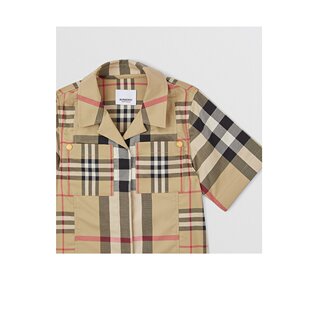 AW2023 80619541 花色 格纹短袖 BURBERRY 衬衫 女童衬衫