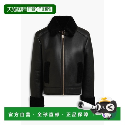 1h可退 香港直邮Bally 巴利 女士 leather jacket 皮毛饰边夹克 W