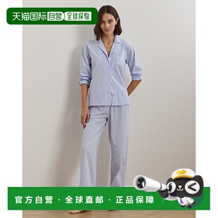 自营欧洲直邮RalphLauren拉夫劳伦 Lauren条纹棉府绸睡衣纯棉