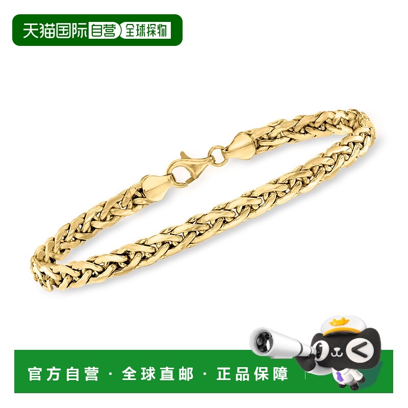 自营 Ross-Simons 14kt 黄金小麦链手链 8 英寸 美国奥莱直发