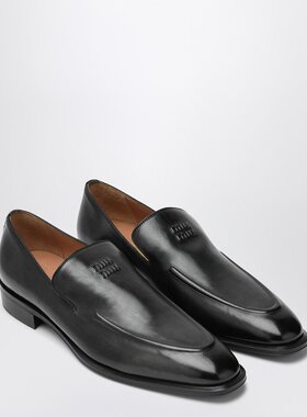 潮奢 Miu Miu 缪缪 女士 黑色皮质带Logo乐福鞋 5D545EA020537