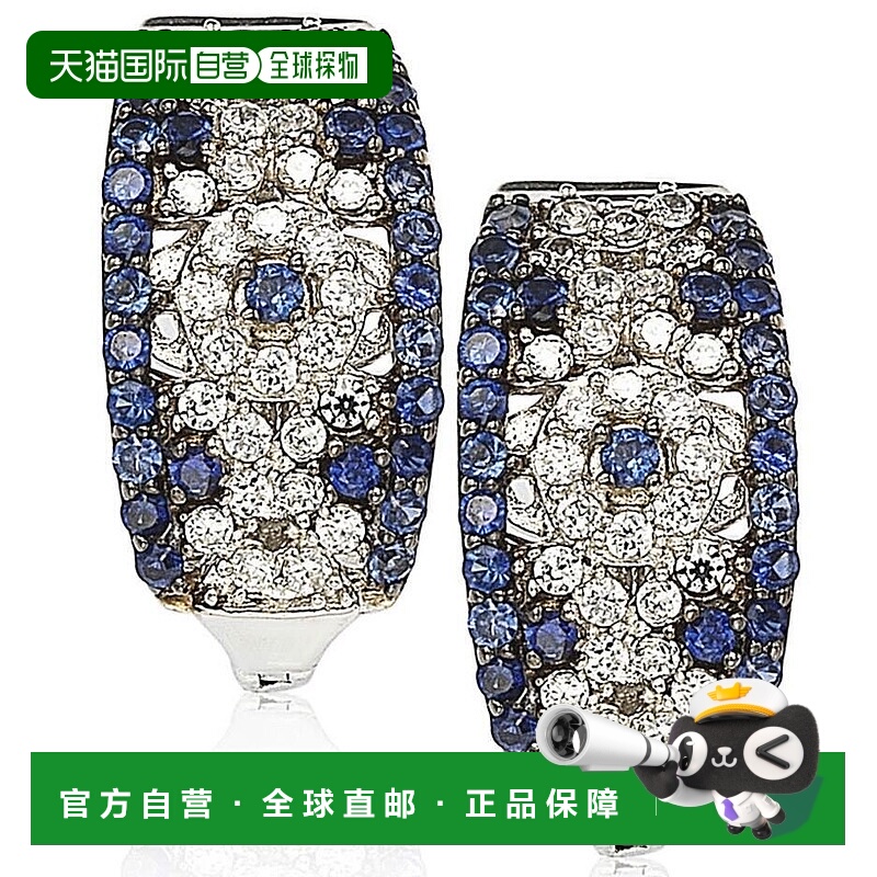 自营 Suzy Levian 纯银和 18K 金 1 1/2 克拉 TGW 蓝宝石和钻石口