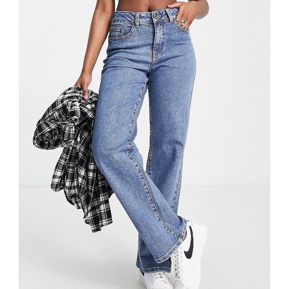 潮奢 object 女士 dad 棉质阔腿中长蓝色水洗牛仔裤(- MBLUE)