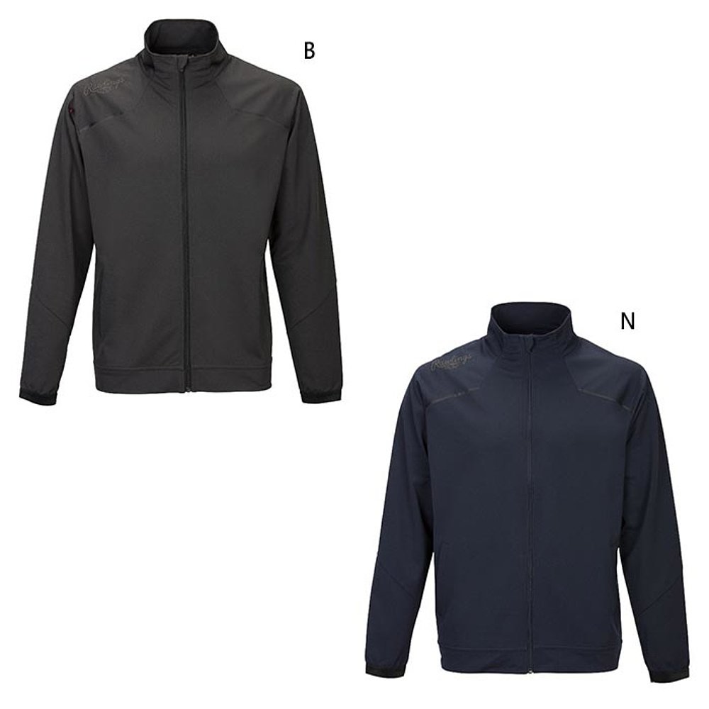 日本直邮Rawlings男士动力弹力夹克球衣上衣全拉链防风棒球服蓝