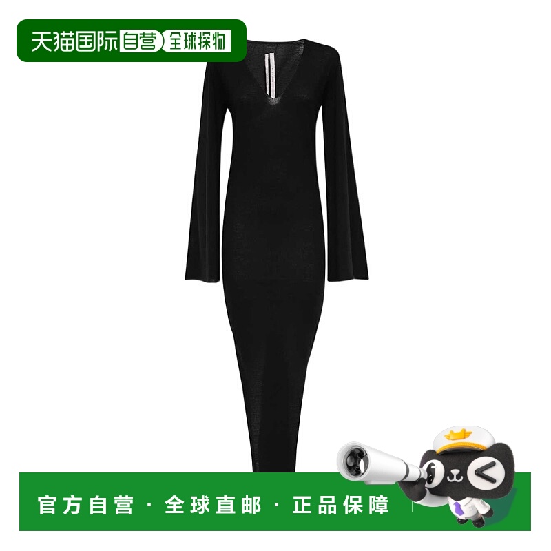 香港直邮Rick Owens V领连衣裙包臀裙 RP01C5604 M长袖