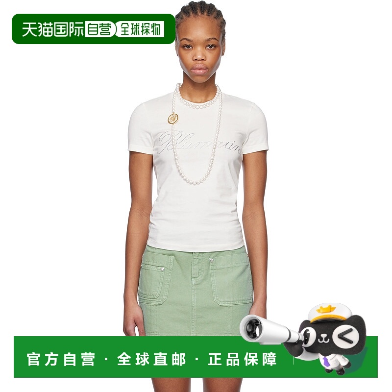 香港直邮潮奢 Blumarine 蓝色情人 女士 白色 Rhinestone Embroid