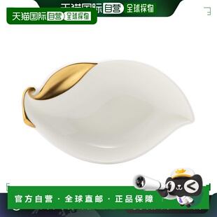 Narumi鸣海 异形盘子不规则叶子盘 11cm金色点缀时尚制作陶瓷骨瓷