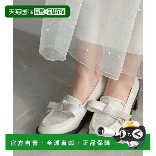 日本直邮RANDA 乐福鞋 蝴蝶结设计 米色女鞋单鞋一脚蹬