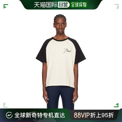 香港直邮潮奢 Rhude 男士黑色 & 灰白色插肩袖 T 恤