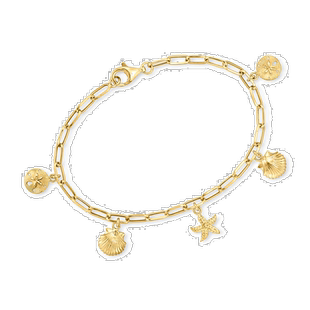 自营 Ross-Simons 14kt 黄金海洋生物回形针吊饰手链 - 8 英寸 美