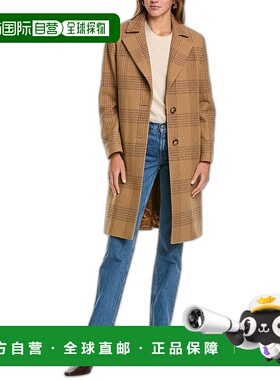 自营 Cinzia Rocca Icons 长款羊毛混纺风衣 - 棕色 美国奥莱直发