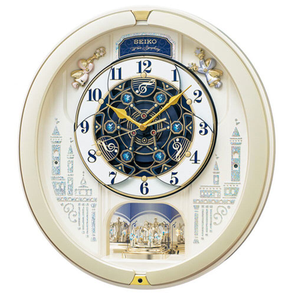 SEIKO RE579S 淡珍珠 KarakuriAmuse 无线电遥控挂钟 RE579S