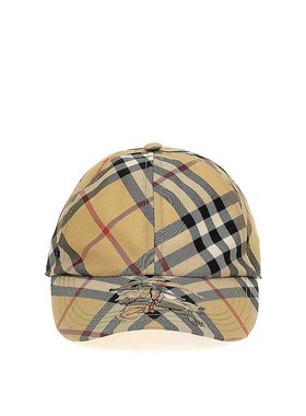 BURBERRY 女士帽子 8100741 SS2025 浅棕色 Check Logo Cap