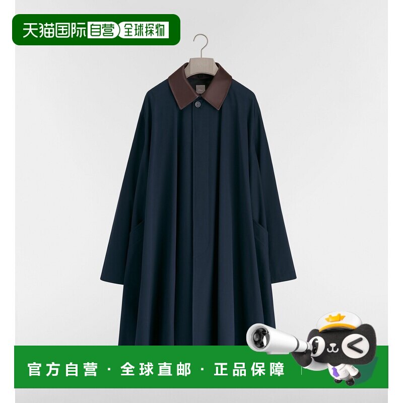 自营欧洲直邮Dior迪奥 男士蓝色棉质斜纹布刺绣大衣