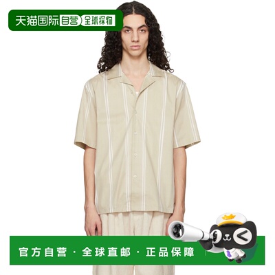 香港直邮BOSS 波士 男士 米色 Striped Relaxed-Fit Stretch Cott