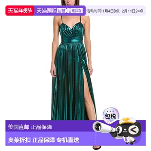 自营Milly Shannon Solid Metallic Dress - green 美国奥莱直发