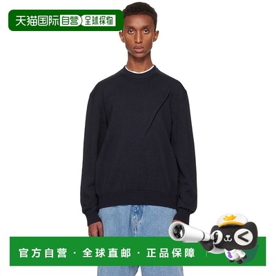 香港直邮Y PROJECT 男士 海军蓝 Pinched Logo 毛衣 206SW011