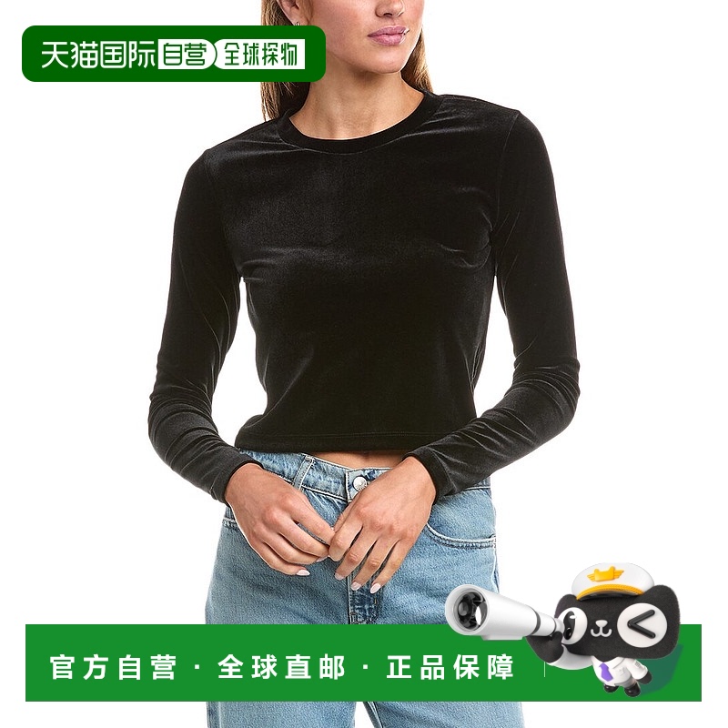 自营 all saintsAllSaints里贾纳丝绒上衣-黑色 美国奥莱直发