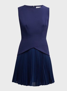 美国直邮Milly Haddy 无袖褶皱迷你连衣裙