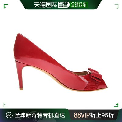 香港直邮SALVATORE FERRAGAMO 女士红色露趾高跟鞋 0574298